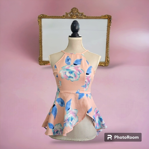 Paper Scissors Tops - Paper Scissors | pink and blue Gorgeous Halter Top - Size S